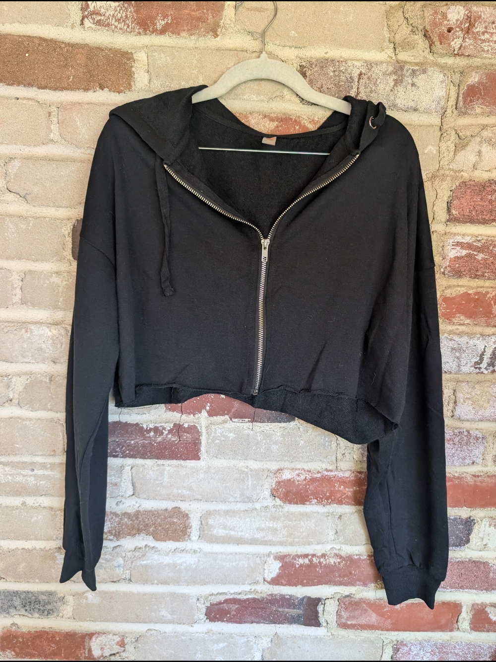 Mono B Black Cropped Zip Hoodie